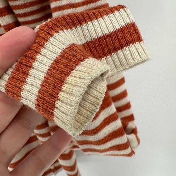 Lucky Brand Cream Orange Striped Scoop Neck Pullover Knit Sweater Size Small - Picture 4 of 12